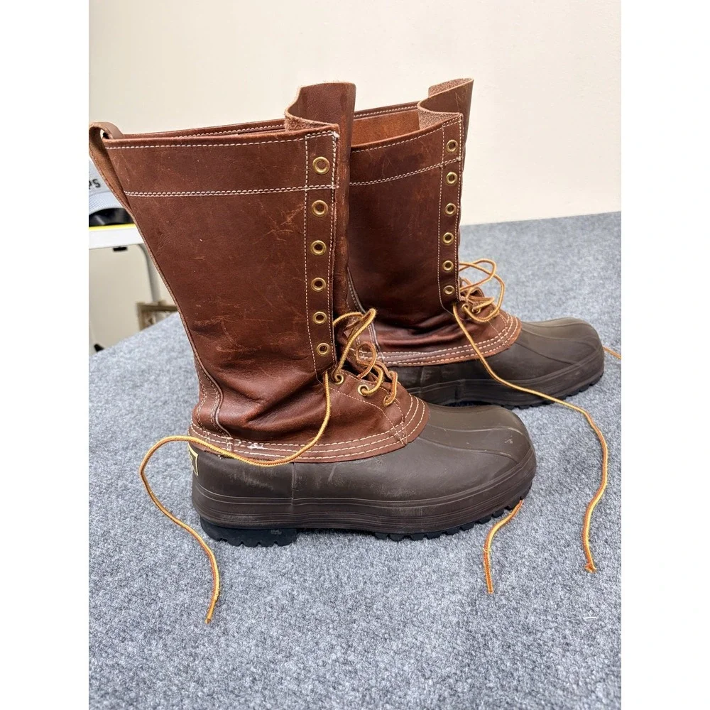 50s/60s Vintage LL Bean Maine Hunting Duck Boots Leather Rubber Lace Up Mens 8M‎